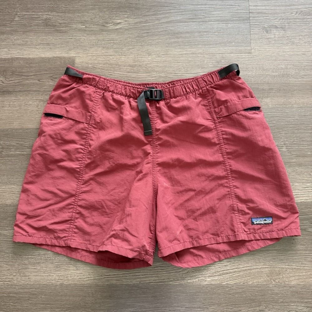 Vintage 90s Patagonia Belted River Shorts Baggies Swim Trunks Red Mens Large 5"